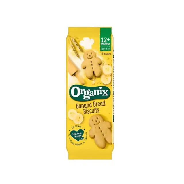 Μπισκότα banana bread σε σχήμα ανθρωπάκι, Χωρίς Ζάχαρη, Bio, Organix, 135γρ