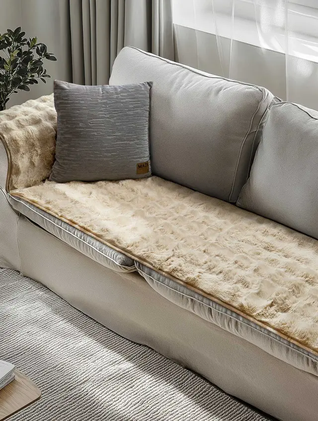 Μεμονωμένο γούνινo κάλύμμα FLAURA BEIGE MADI γούνινο κάλυμμα για μπράτσο καναπέ 70 x 75 εκ.
