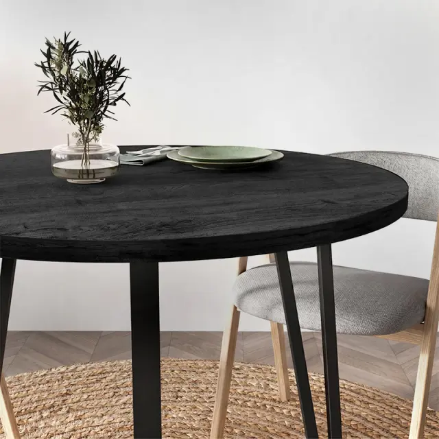 Τραπέζι Xana Megapap χρώμα black wood Ø90x77,5εκ. 3