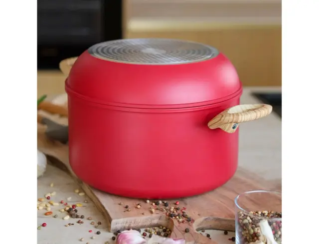 Στοιβαζόμενα Μαγειρικά Σκεύη Menastyl Super Ball Colorama από Ανακυκλωμένο Αλουμίνιο με αντικολλητική επίστρωση - 8 τεμάχια - Magenta 6020981 2
