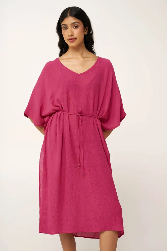 Αέρινο Καλοκαιρινό Φόρεμα από Γάζα Vamp 24403 FUCHSIA PEONY