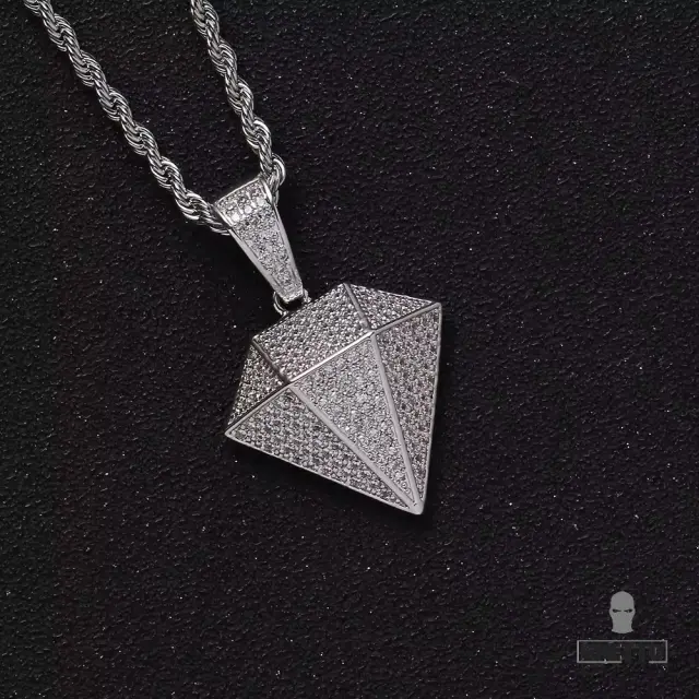 Ghetto Hip-hop Diamond Pendant Necklace Silver