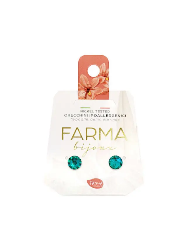 Farma Bijoux Υποαλλεγικά Σκουλαρίκια Κρύσταλλα Τιρκουάζ 6.3mm