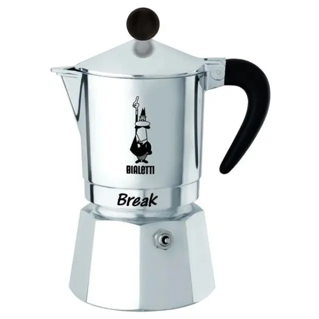 Bialetti Καφετιέρα Espresso Break 3 Φλιτζανιών Αλουμινίου Με Μαύρες Λεπρομέρειες