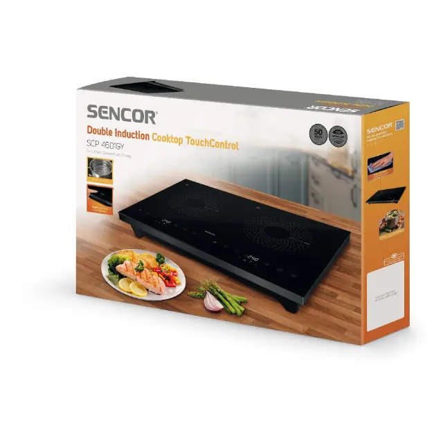 Φορητή Επαγωγική Εστία Sencor SCP 4601GY Διπλή TouchControl 3400W 12-26cm Μαύρη 2