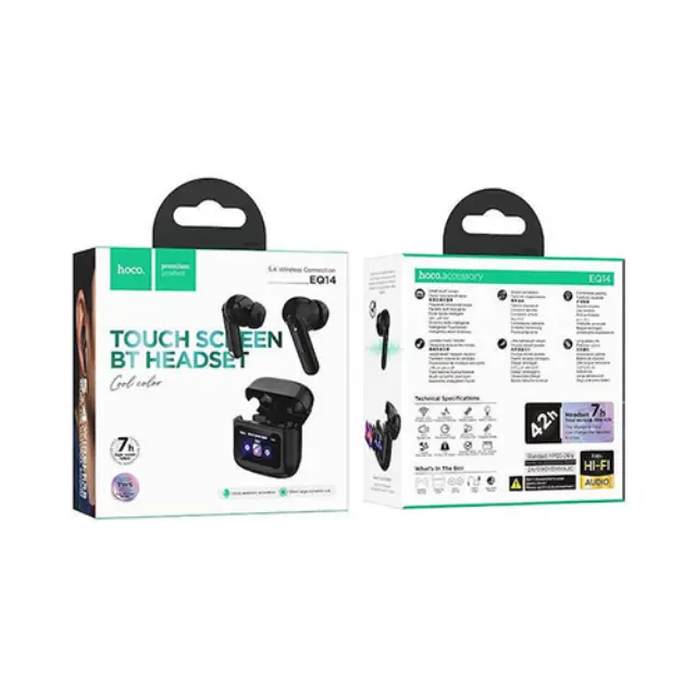 Hoco EQ14 Cool Color In-ear Bluetooth Handsfree Ακουστικά με Θήκη Φόρτισης Μαύρα 3