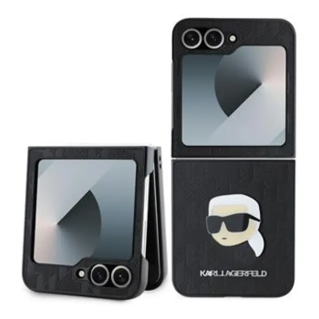 Karl Lagerfeld PU Saffiano Monogram Karl Head Case for Samsung Galaxy Z Flip 6/7 FE Black