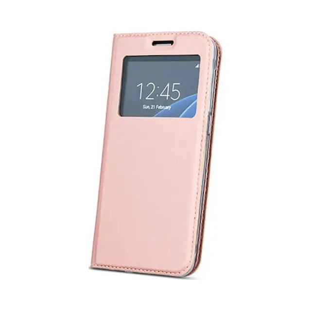Θήκη Βιβλίο Με Παράθυρο Smart Look Case Για Samsung Galaxy S9 Ροζ Χρυσή