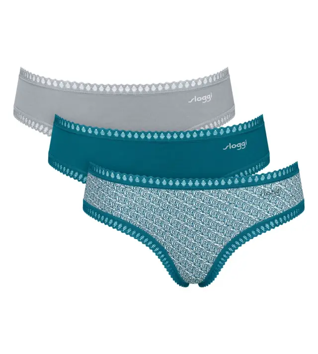 Sloggi Βαμβακερά Σλιπ Go Crush H Hipster C3P Συνδυασμός Πετρόλ 3-Pack - XS 2
