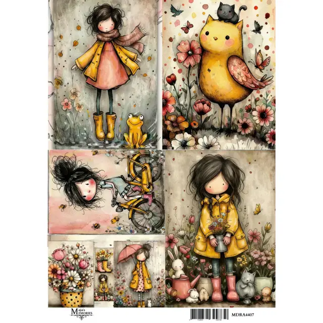 Ριζόχαρτο Maja's Memories, 22.5x32cm, Το κορίτσι με το κίτρινο παλτό, MDRA4407