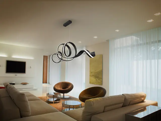 AMARA Horizontal Lamp Matt Black – Κρεμαστό Φωτιστικό LED 80W με Dimmer & Remote Μαύρο