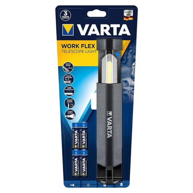 Varta Work Flex φακός συνεργείου μπαταρίας LED IP54 διπλής λειτουργίας 250lm