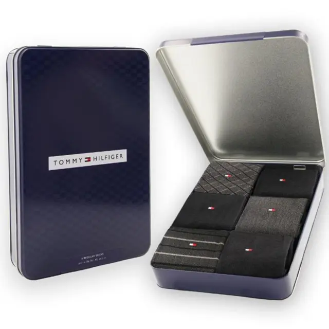 Tommy Hilfiger Ανδρικές Κάλτσες TH Σετ 6τμχ σε Κουτί Δώρου - Σκούρο Γκρι/Μαύρο 3