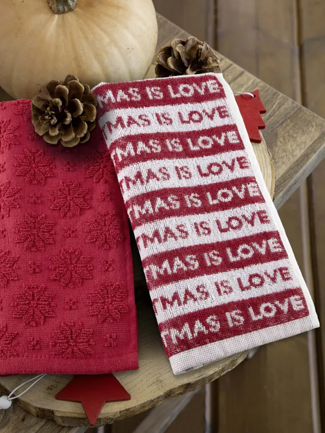 Πετσέτες Κουζίνας Σετ 2 Τεμ 40x60 Nima Christmas Love Red 100% βαμβακερό