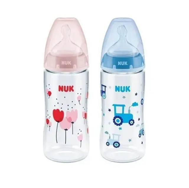 Nuk Πλαστικό Μπιμπερό First Choice Plus Temperature Control Κατά των Κολικών με Θηλή Σιλικόνης 360ml για 6-18 μηνών Pink Giraffe 3