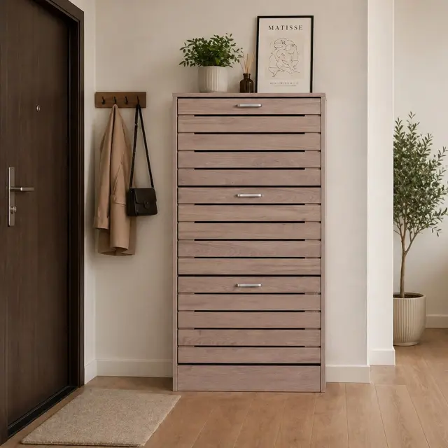 Παπουτσοθήκη με 3 ράφια Brush Unihome 18 θέσεων σε χρώμα mix Grey 63x24x120εκ 3