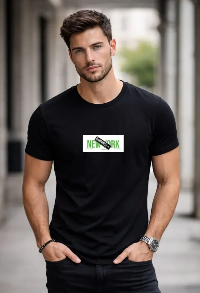 T-shirt Noshame® Μαύρο με τύπωμα NY - 132580 - XXL