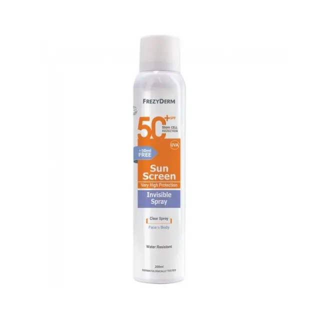 Frezyderm Sun Screen Invisible Spray for Face & Body SPF50 Διάφανο Αντηλιακό Σπρέι Προσώπου και Σώματος, 200ml 2