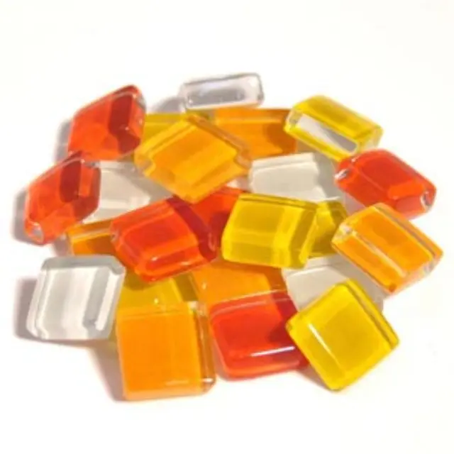 Γυάλινες Ψηφίδες Soft Glass - Yellow Red Mix - 10x10mm - 200gr