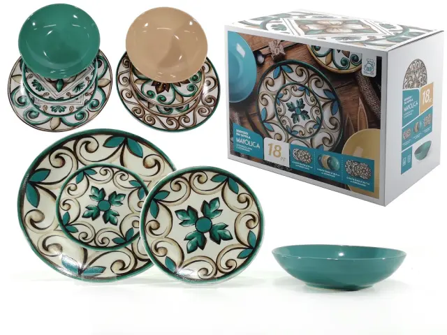 Σερβίτσιο Πιάτων Σχέδιο Maiolica Πορσελάνη Σετ 18Τμχ