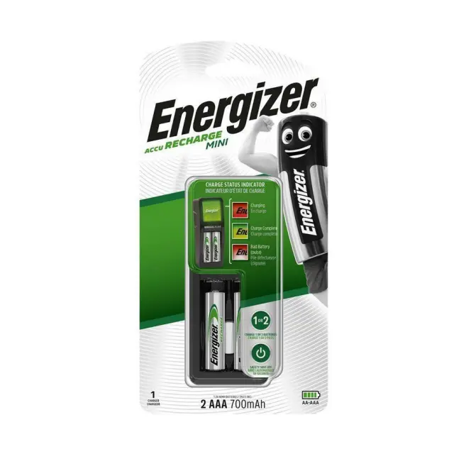 Energizer ACCU Recharge Mini 700mAh Φορτιστής 2 Μπαταριών AA/AAA