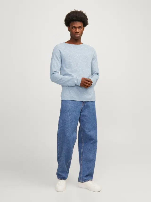 JJELINEN KNIT CREW NECK SN faded denim 2