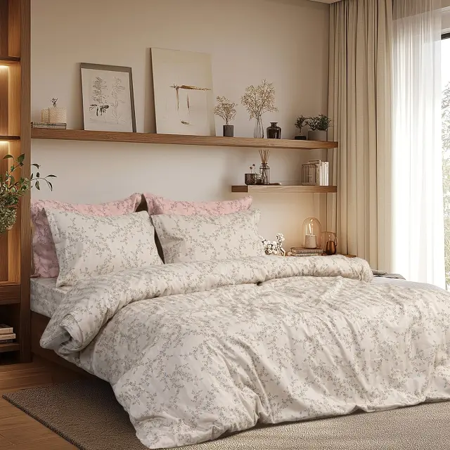 Beauty Home Σετ κουβερλί υπέρδιπλο Art 12215 Nova 100% Βαμβακοσατέν 300tc 220x240 Άμμου