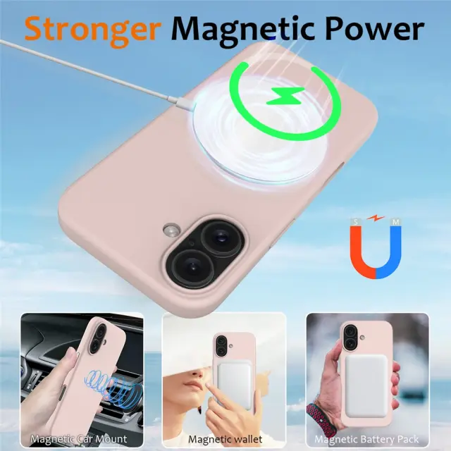 Θήκη Σιλικόνης με MagSafe για iPhone 16-Pink OEM 2