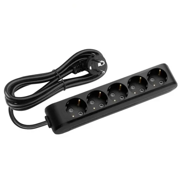 X-tendia Black Five Gang Earth Socket with Cable CP 3M