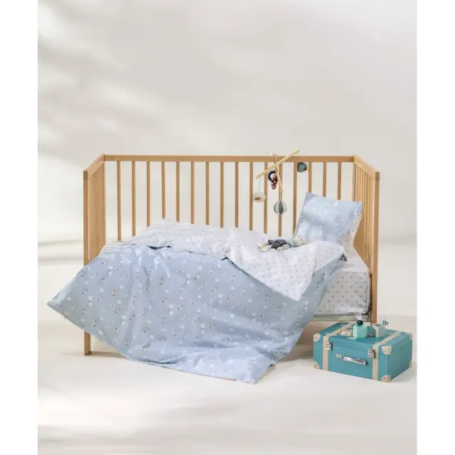 Σετ Παπλωματοθήκη Κούνιας 2 Τεμαχίων Kentia Besty Baby Blue-Cream 100x140