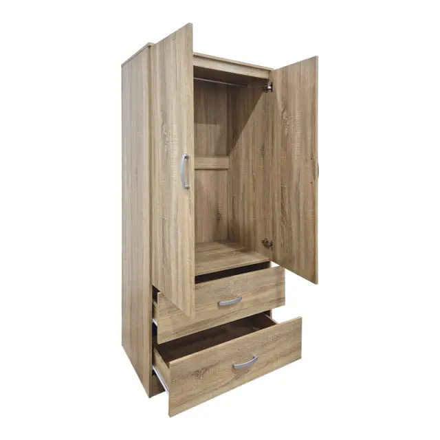 Ντουλάπα δίφυλλη με 2 συρτάρια Alvia pakoworld sonoma 80x51.5x180εκ 2