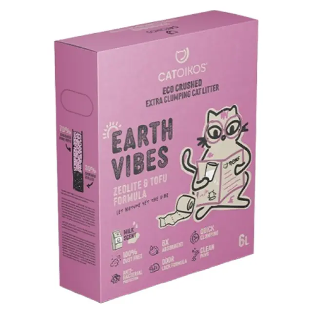 Catoikos Earth Vibes Tofu & Zeolite Milk Scent Βιοδιασπώμενο Υπόστρωμα Υγιεινής για Γάτες 6L (2.5Kg) Μονόχρωμο