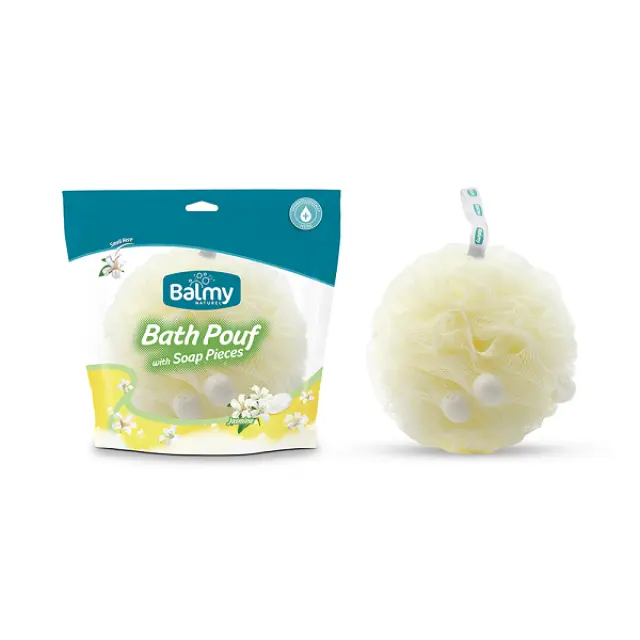 Vican Balmy Bath Pouf Σφουγγάρι Με Πέρλες Σαπουνιού Και Άρωμα Γιασεμί 1 τμχ