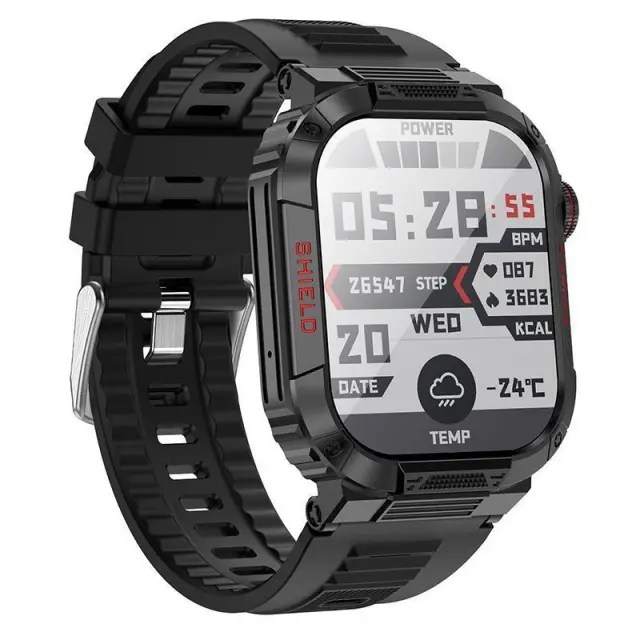 Smartwatch Bluetooth 2.01 ιντσών με λειτουργία κλήσεων και καρδιακού ρυθμού Μαύρο BD9