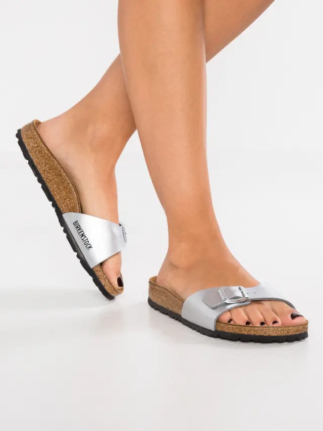 Birkenstock Πέδιλα Γυναικείο Birko-Flor(ανθεκτικό υλικό της Birkenstock-επιτρέπει την επαφή με το νερό) Ασημί BIR/MADRID 040413 SILBER 2