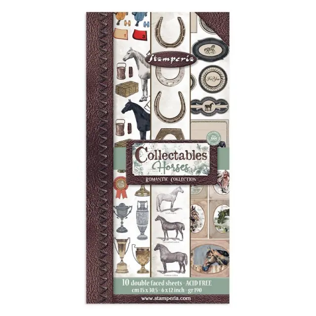 Χαρτιά scrapbooking Stamperia 10τεμ μονής όψης, 15x30,5cm Romantic Horses