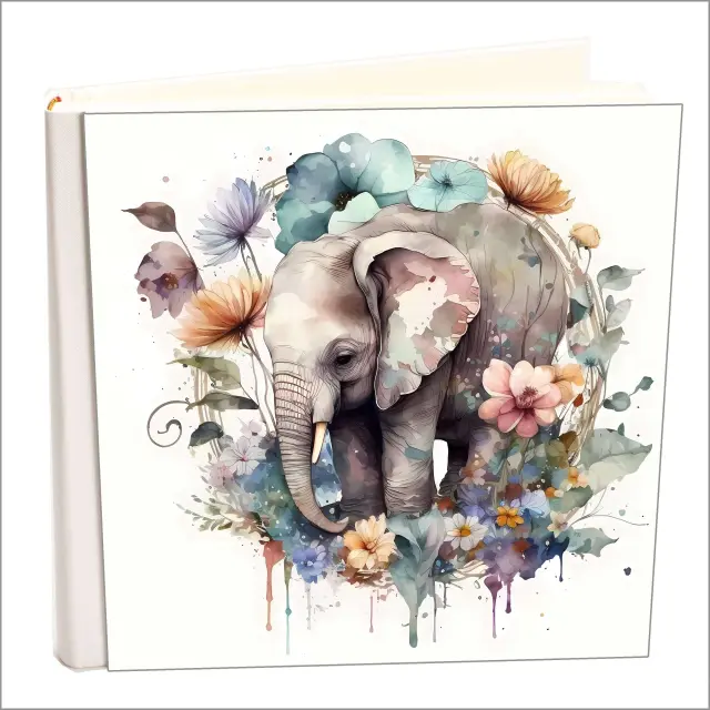 Άλμπουμ βιβλιδετημενο δερματινης my album,love elephant , άλμπουμ με ριζόχαρτο 35x35cm και κουτί άλμπουμ (κωδ. 35051)