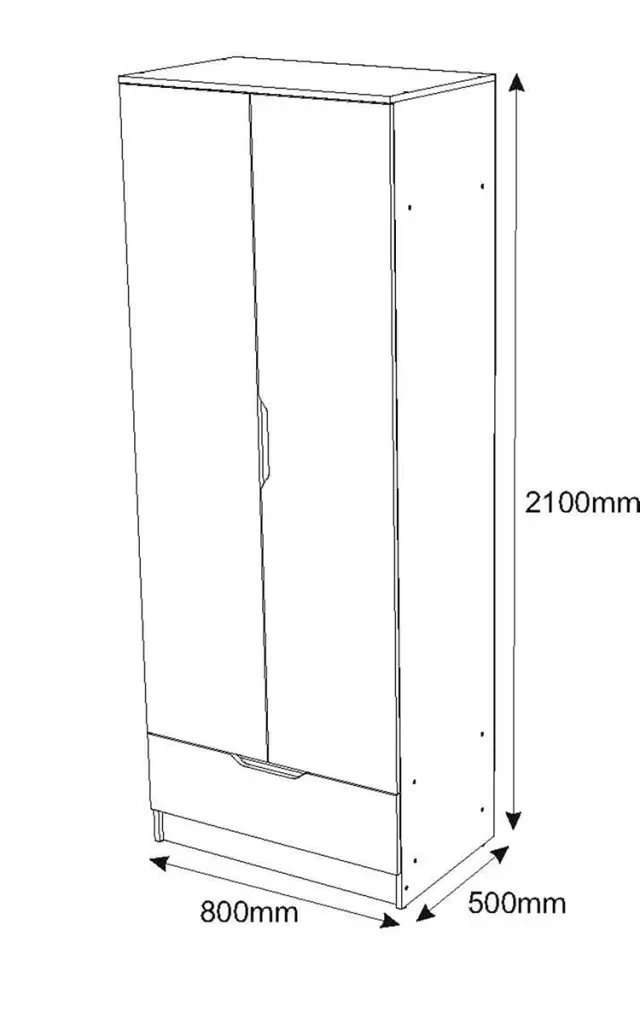 Δίφυλλη Ντουλάπα Γκρι DIVONI 80x50x210cm 2