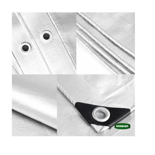 Grasher Αδιάβροχος μουσαμάς-τέντα με κρίκους 120gr/m² 5x10m Λευκό / 100143 2
