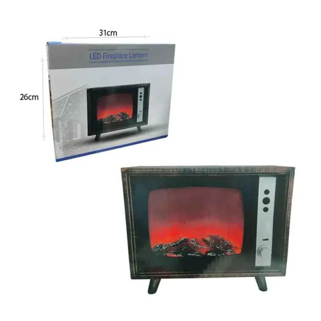 Διακοσμητικό Τζάκι LED σε Σχέδιο Τηλεόρασης – LED Fireplace Lantern Retro TV Design 094021 3