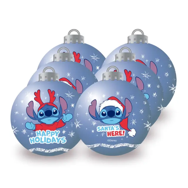 Σετ 6 Χριστουγεννιάτικες Μπάλες Disney Stitch 8 cm Blue -WD16738