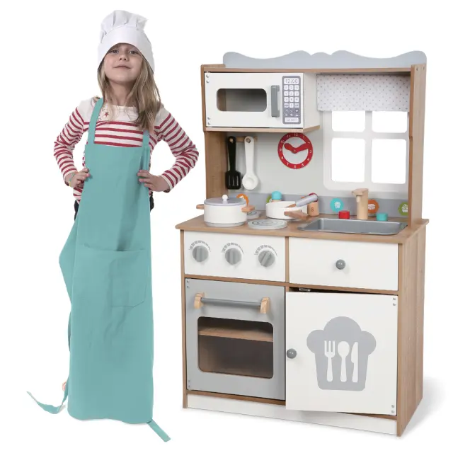 MONI TOYS - Wooden Play kitchen 7253 15 pcs - 3800146221614