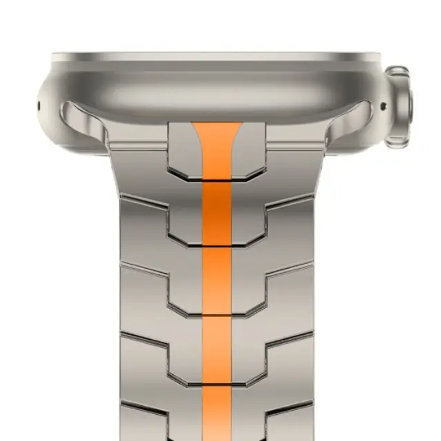 Tech-Protect Stainless Line Bracelet Apple Watch 4 / 5 / 6 / 7 / 8 / 9 / SE / Ultra 1 / 2 42/44/45/49mm Titanium Orange 2