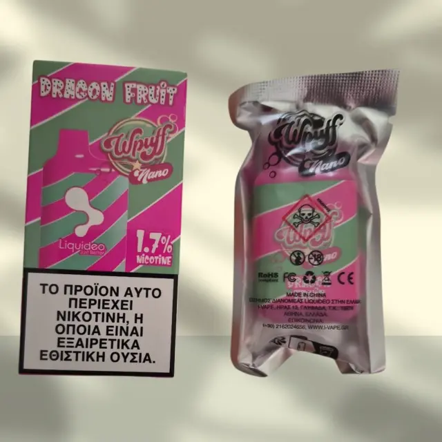 Liquideo Wpuff Nano Dragon Fruit 1.7% (18mg/ml)- Ηλεκτρονικο Τσιγάρο μιας χρήσης(600 Puffs)