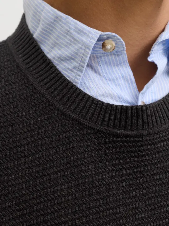 JJRILEY KNIT CREW NECK LS SN - Ganache 2