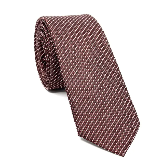 Γραβάτα Microfiber σε Μπορντό Μοτίβο Σετ με Μαντηλάκι 3
