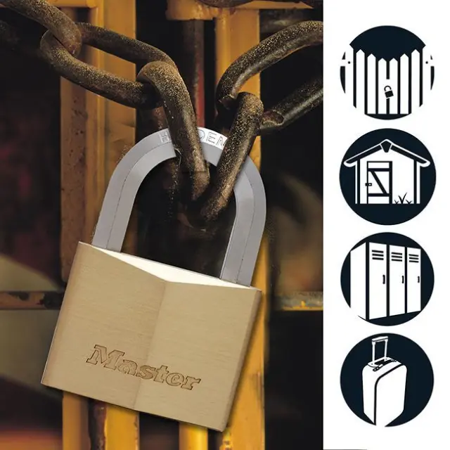 Master Lock 1165EURD - Λουκέτο μπρούτζινο επινικελωμένο, βαρέως τύπου με εξάγωνο λαιμό 60mm 2