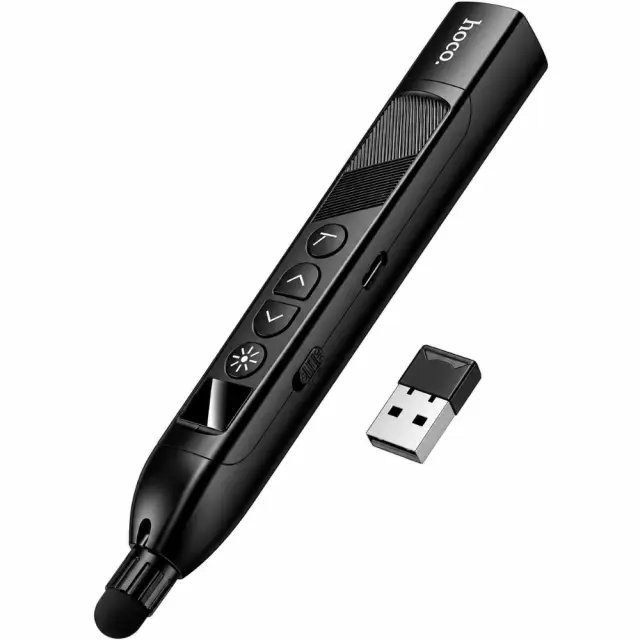 Hoco GM205 Smart Active Pen 2.4GHz 180mAh USB-A USB-C Ιδανικό για Έλεγχο Παρουσιάσεων με Laser και Τηλεσκοπικό Pointer έως 38.5cm Μαύρο