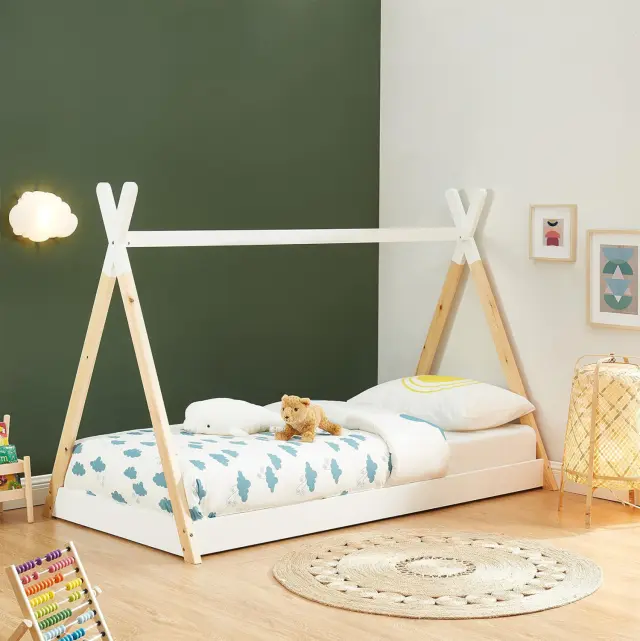 ΚΡΕΒΑΤΙ ΠΑΙΔΙΚΟ FB9699.03 τ.MONTESSORI ΞΥΛΟ ΠΕΥΚΟΥ ΦΥΣΙΚΟ-ΛΕΥΚΟ- 190x90εκ 2