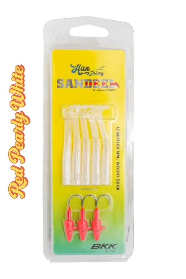 Hanfish SANDEEL 80 – Σιλικόνη 8cm 5.2g με BKK Hook - Τεχνητό Δόλωμα - Red Pearly White